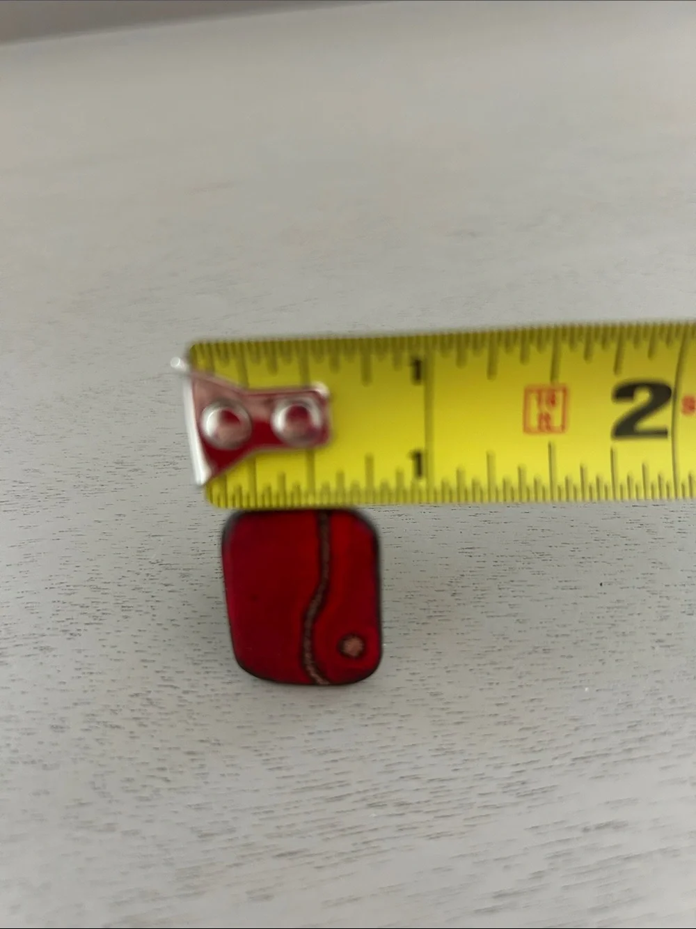 Vintage Mid Century Enamel Red Rectangular Cuff Links, Signed